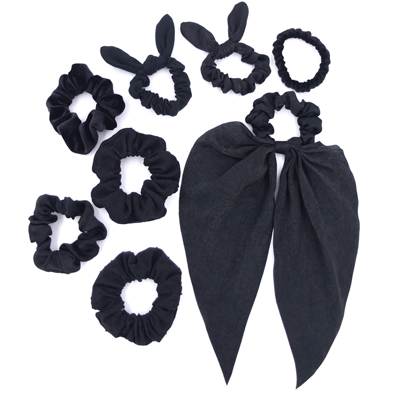 Scrunchie Satin Set - ربطات شعر Scrunchies للفتيات والنساء، وشاح