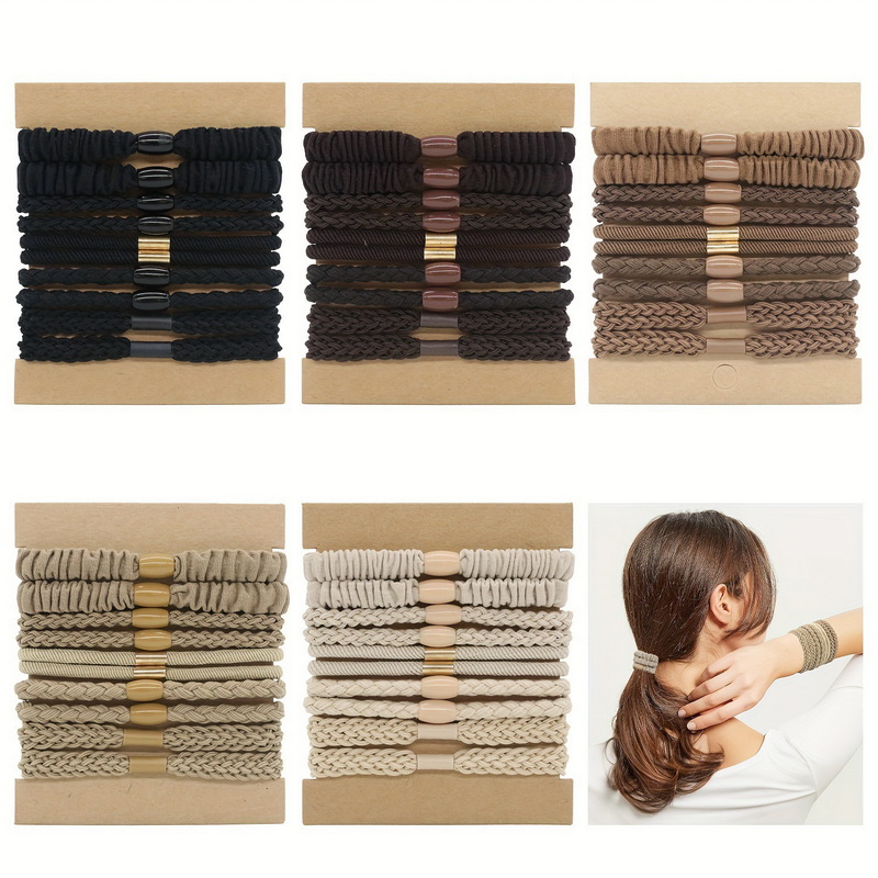 Scrunchie Satin Set - 10 قطعة/المجموعة النساء مرونة الشعر الأربطة