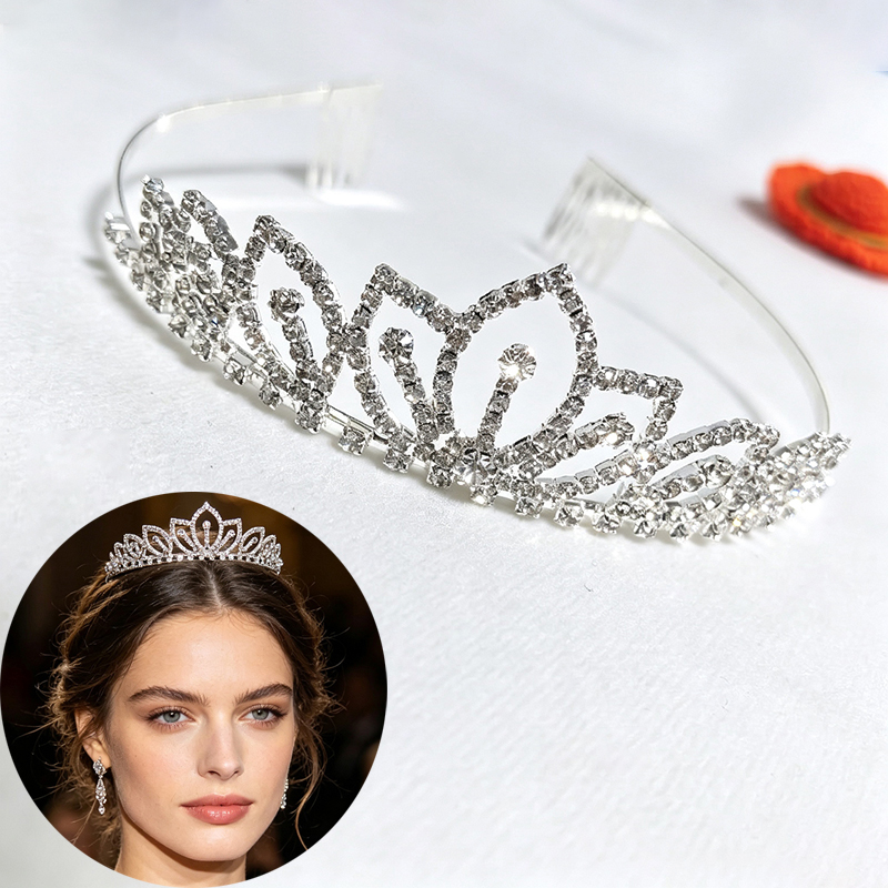 تاج زفاف فضي اللون مرصع بالأحج - مراجعة Women'S Hair Accessories Wedding وسعره