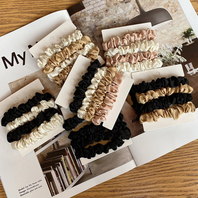 4 قطعة/المجموعة الحرير الحرير  - مراجعة Scrunchie Satin Set وسعره
